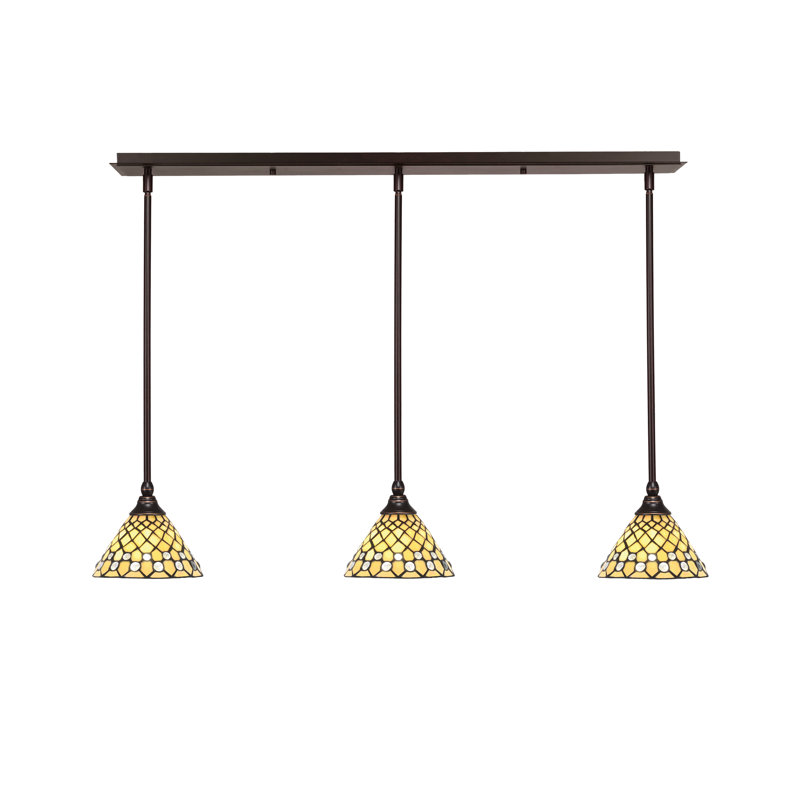 Luminaire suspendu linéaire 3 lumières 3 lumières, H 6,5 po x l 39,25 po x P 7 po, Bronze huilé