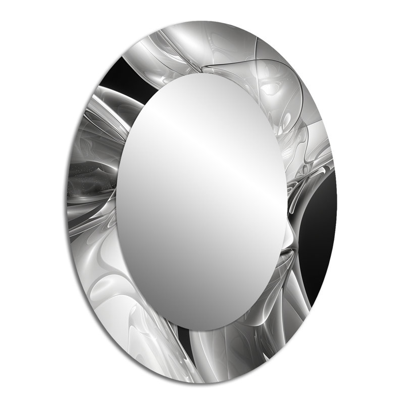 Miroir mural moderne gris et noir en acier abstrait Serenade I, 40 po x 30 po
