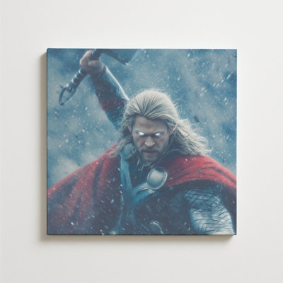 Thhor par DC, reproduction d'art encadrée | Toile pour la vie, la chambre à coucher, le bureau - affiche photo Marrvel Wall Canvas Aesthetic Home Decor - fabriquée aux États-Unis | 14 x 14