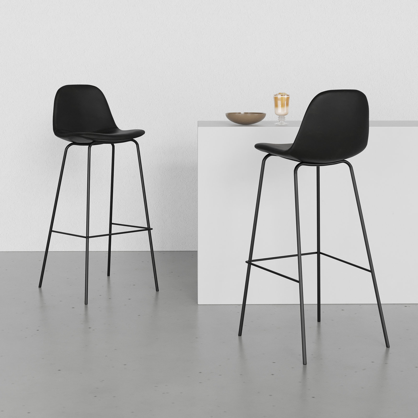 Kody Vegan Leather Bar & Counter Stool, Bar Stool (30.5" Seat Height), Midnight Black Vegan Leather