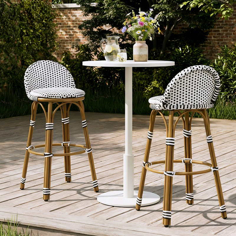 Branson Outdoor Woven Wicker Bar Stools