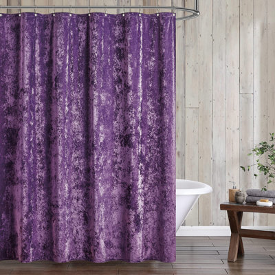 Rideau de douche en velours, comprenant 1 rideau de douche 72 po x 72 po et 12 crochets argentés, mauve