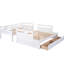 Lit simple superposé au dessus d'un lit double avec rangement, pin massif fabriqué en bois massif durable