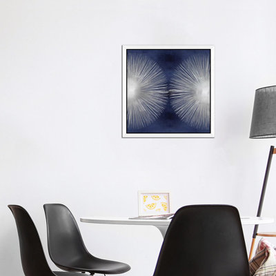 Silver Sunburst On Blue II by Abby Young - Print on Canvas