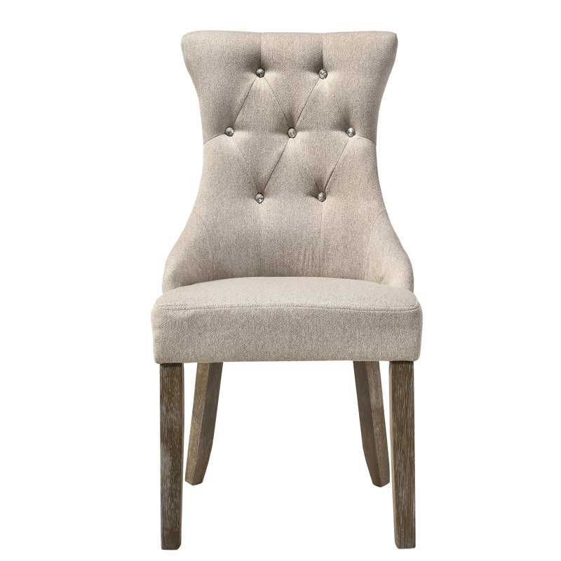 Of 2 Beige & Reclaimed Grey Dining Chairs - Back, Comfortable Seating, Rustic Legs Flair Side , For Home