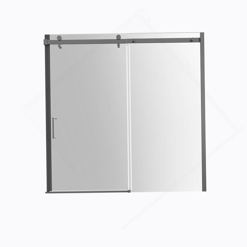 56-60 In. W X 58 In. H Mod Semi-Frameless Sliding Bathtub Door In Matte Black With 5/16 In. (8Mm) Clear Glass, Matte Black