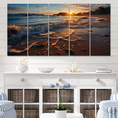 Red Barrel Studio® Fishing Man Over Sunset Sky On Canvas 4 Pieces