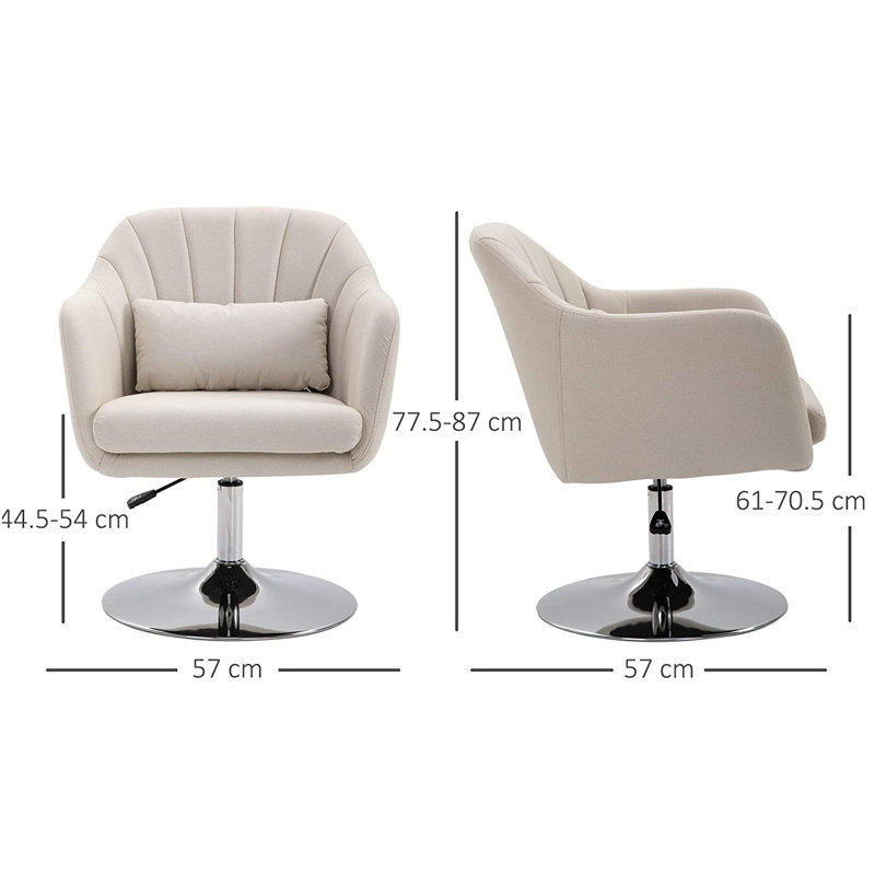 Twyman Upholstered Swivel Armchair, Cream White