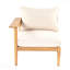 Canapé d'extérieur avec accoudoirs gauche en bois d'acacia, finition teck clair avec coussin beige