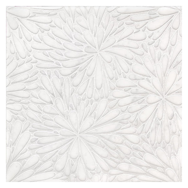 Engraved 12"x12" Flower Marble Tile