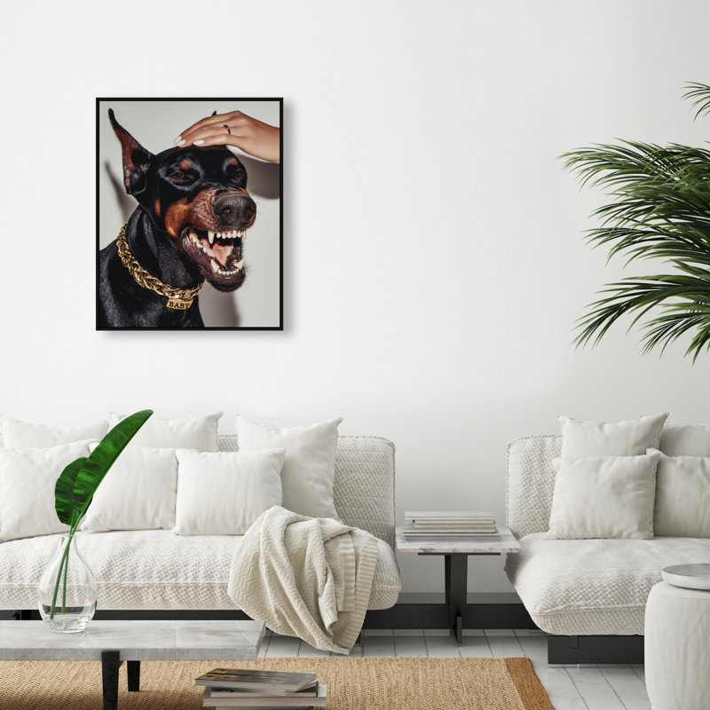 Baby Doberman Print by Oliver Gal, 31" H x 25" W, Black Floater Frame