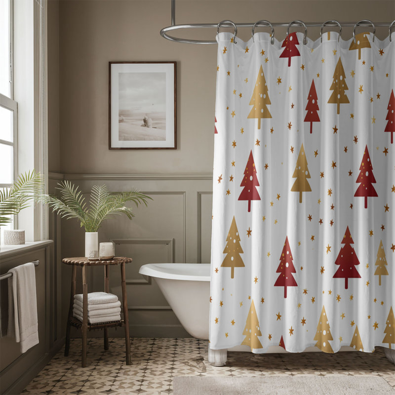 Red Yule - Rideau de douche Premium, H 74 po x l 71 po
