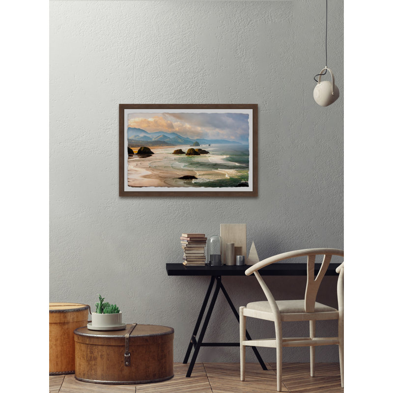 'Haystack Rock Formations' Framed Painting Print, 38 cm H x 45 cm W