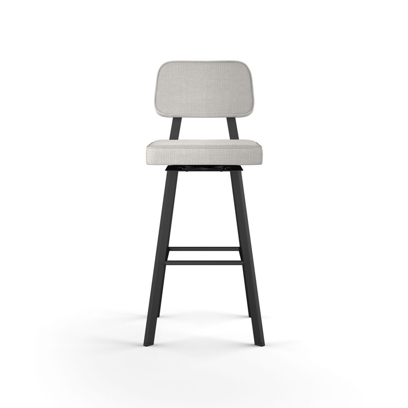 Tabouret de bar et de comptoir pivotant Cloran, Polyester gris clair, Noir texturé