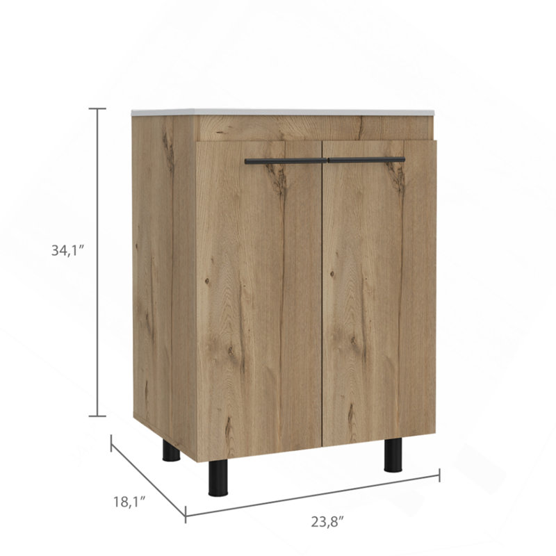 Ensemble de salle de bain 2 pièces, armoire à linge Yaka + meuble-lavabo autoportant Dustin, chêne clair