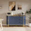 Buffet cannelé 60'' 4 portes 3 tiroirs Pieds dorés - Bleu