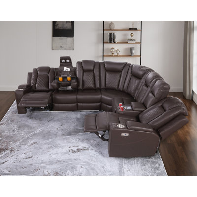 Power Reclining Corner Sectional With Bluetooth, LED, and Wireless Charging