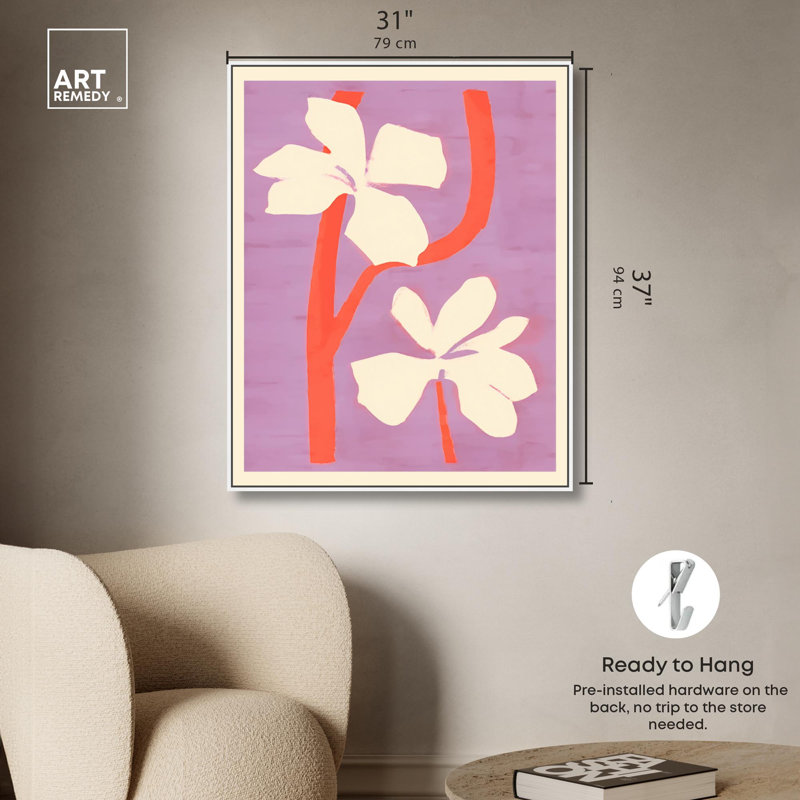 Art mural abstrait Hawaiana, H 37 po x l 31 po, Cadre blanc
