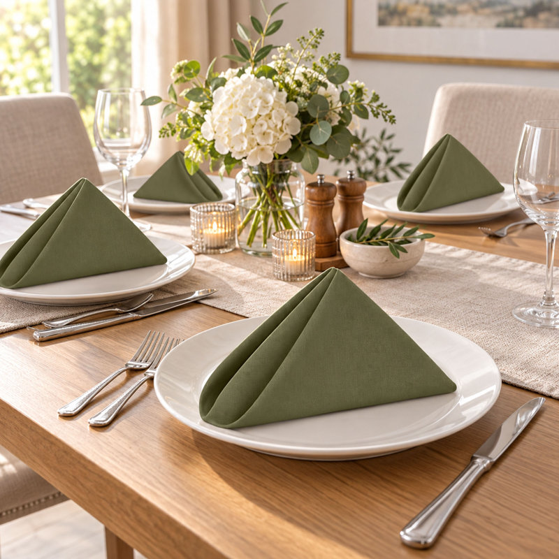 Serviettes de table en coton olive de 18 pouces, ensemble de 12