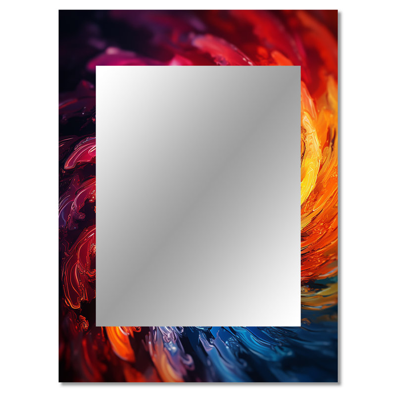 ColorfulFloral Fractal Spiral II - Fractal Wall Mirror, Modern Decorative Mirror, Printed Metal Art, 40" x 30"