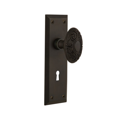 Victorian Interior Mortise Door Knob with New York Long Plate