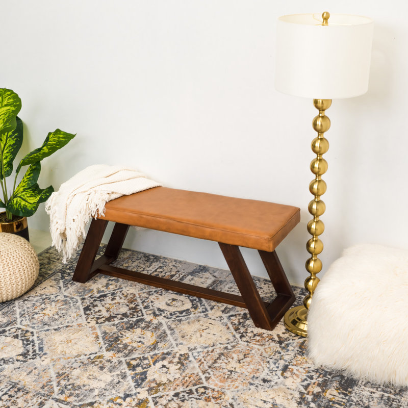 Violetta Genuine Leather Upholstered Bench