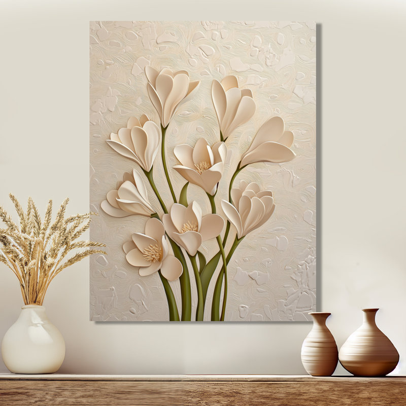 Calm Freesia Minimal Bloom II - iris, impression murale en métal, impression traditionnelle sur métal
