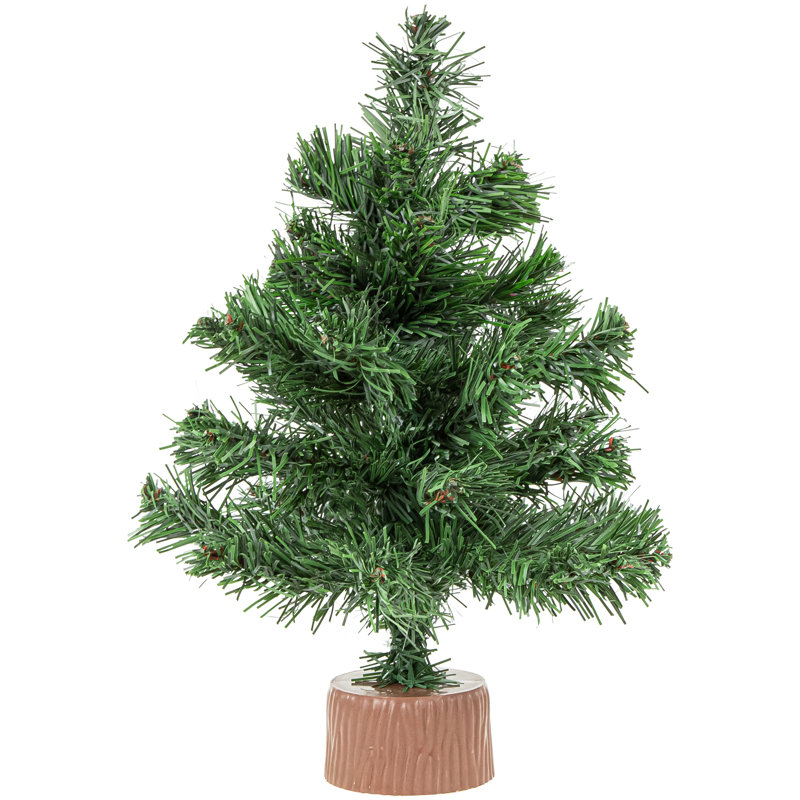 12" Mini Pine Tabletop Christmas Tree with Faux Wood Base - Unlit
