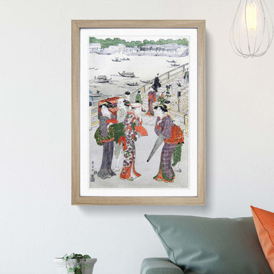 Women Stood by Ryogoku Bridge by Utagawa Toyokuni - Picture Frame Painting Print
