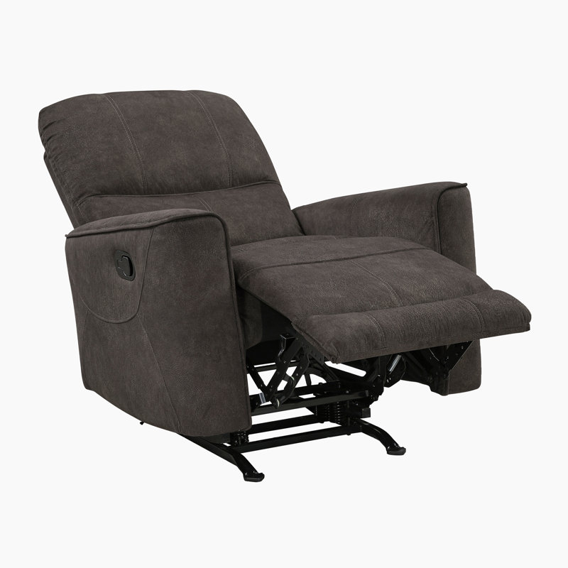  Rand 35.5" Modern & Contemporary Polished Microfiber Rocker Reclining Chair with Gentle Rocking Motion & Tab Pull Reclining