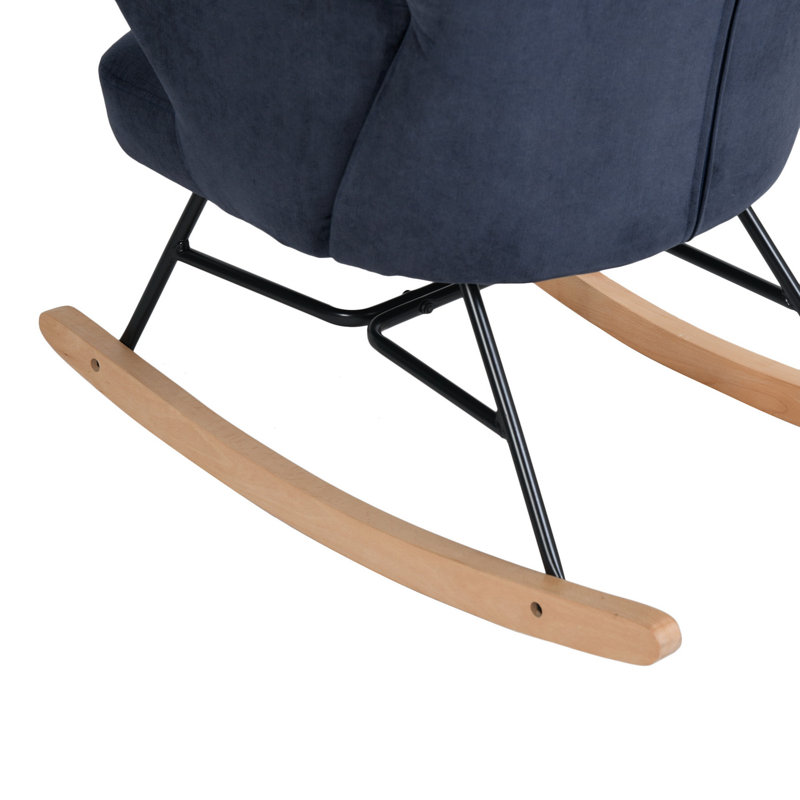 Adcock Upholstered Rocking Chair, Navy Blue