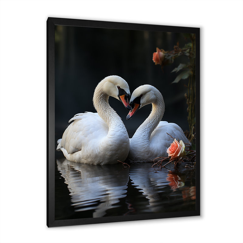 Peaceful Swans Family II - Swans Animal, reproduction d'art sur toile, Toile tendue, H 20 po x l 12 po