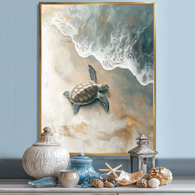 Coraine Baby Turtle Trails On The Beach I - Tortue, art mural