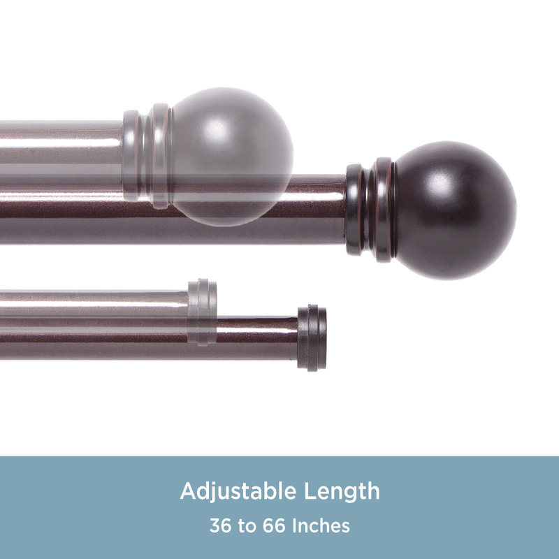 Hamlin Weathered Brown Adjustable Double Curtain Rod Set