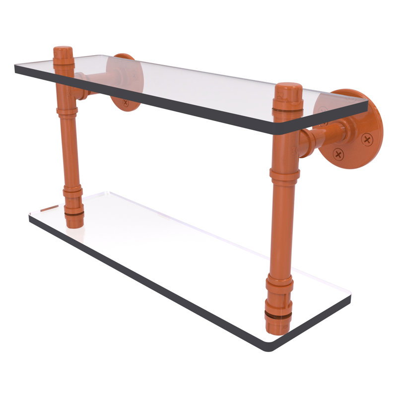 Tablette double en verre Pipeline Collection P, H 9,4 po x l 16 po x P 5,6 po, Étincelle d'automne