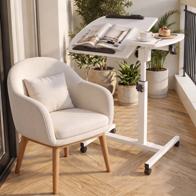 Mobile Standing Desk with Wheels, Rolling Desk Adjustable Height and Tilt Sit-Stand Laptop Table for Home Office