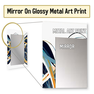 Helix Expression Abstract Yellow And Blue - Waves Mirror, Modern Decorative Wall Mirror, Printed Metal Art