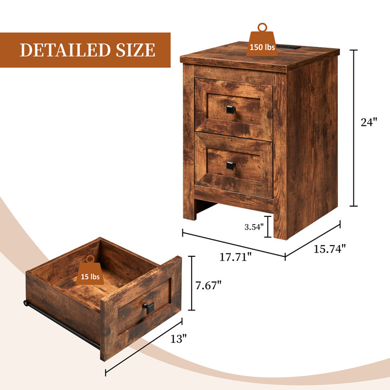 Arlina Nightstand, Rustic Brown
