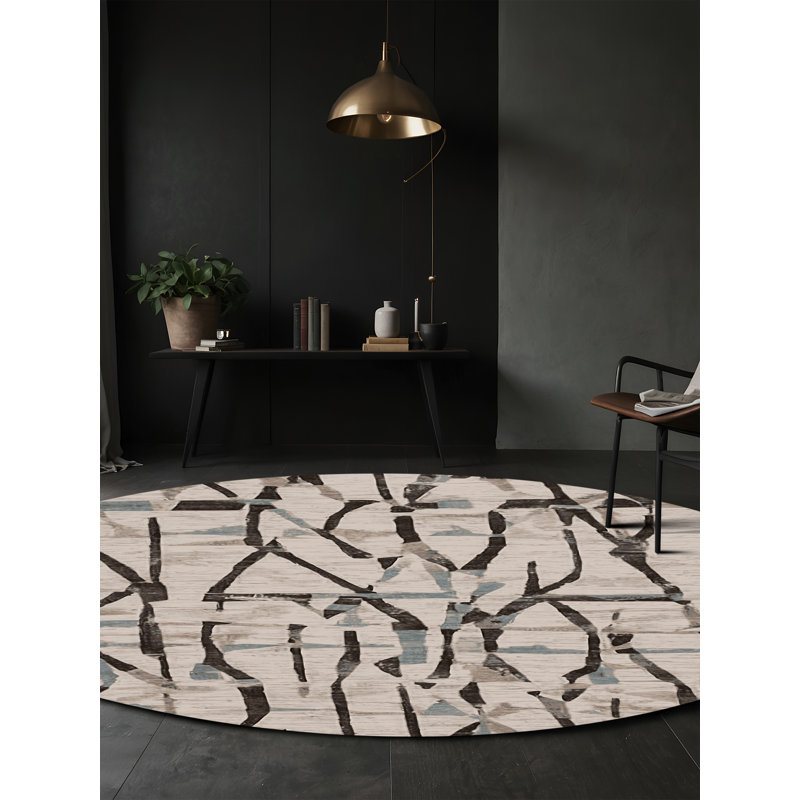 Machine Washable Gray Area Rug, Round 7'