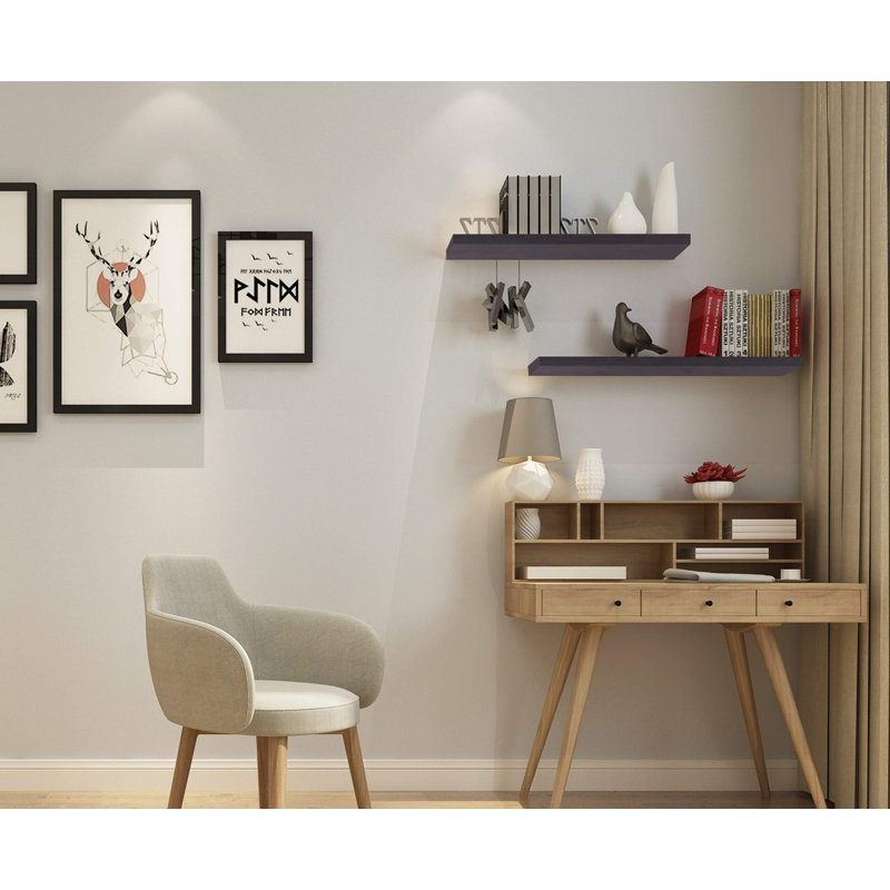 Geatano 4 Piece Floating Shelf, 3.8cm H x 80cm W x 22.9cm D, Black