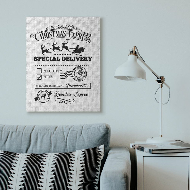 Forfait Noël express - reproduction d'art textuel, H 40 po x l 30 po, Toile tendue
