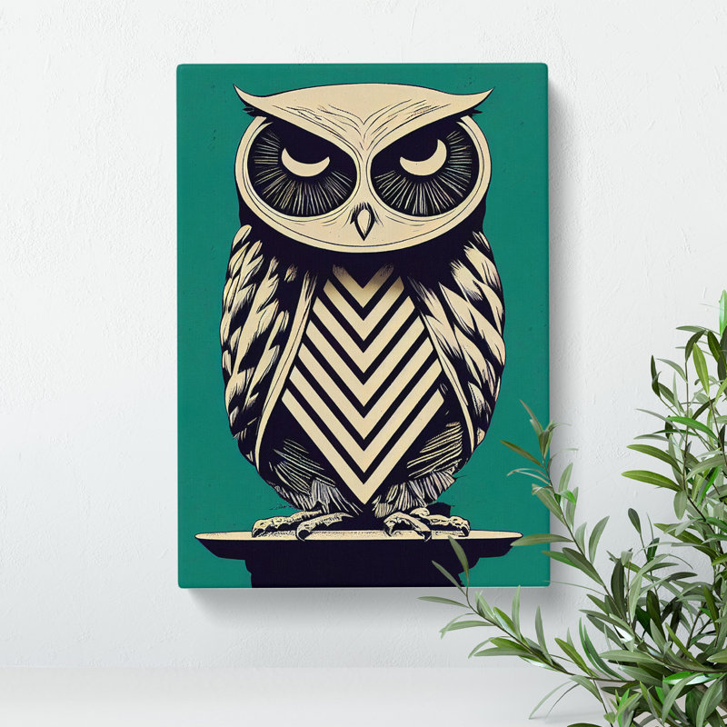 Sitting Owl - Wrapped Canvas, 60cm H x 40cm W x 3cm D