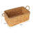 Clarabel Rectangular Handwoven Water Hyacinth and Seagrass Basket with Handles, Natural