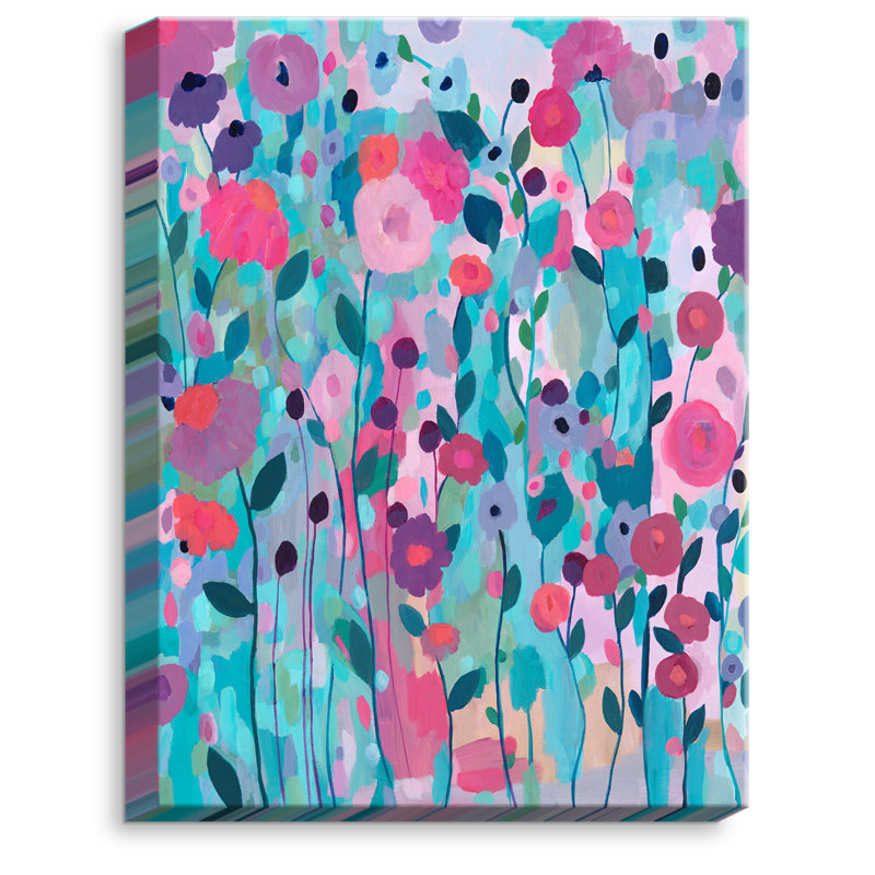 Fleurs de joie-impression, reproduction d’art, H 21,75 po x l 17,75 po x P 1,75 po, Toile tendue