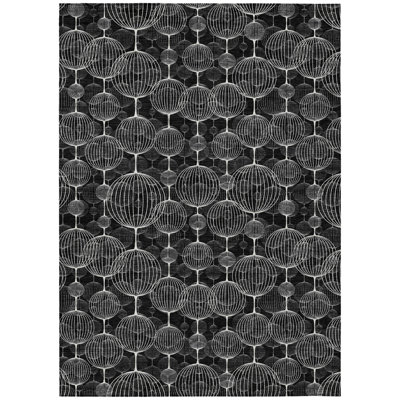 5' X 8' Ivory Geometric Washable Indoor Outdoor Area Rug