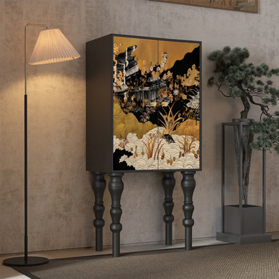 A mid-style high storage cabinet