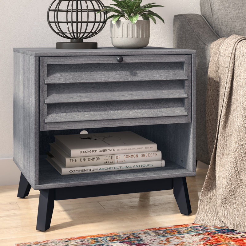 Merced Solid Wood End Table, Grey Oak