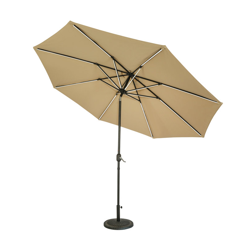 Shela 132'' Lighted Market Umbrella with Breez-Tex Canopy, Champagne