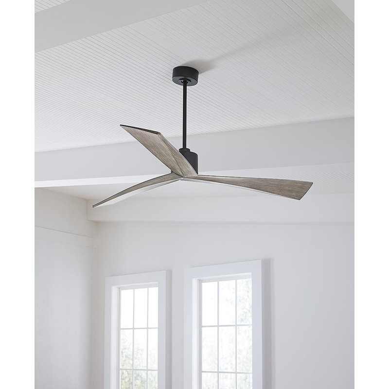 Adler Downrod Ceiling Fan, Aged Pewter/Gray Weathered Oak, 60"