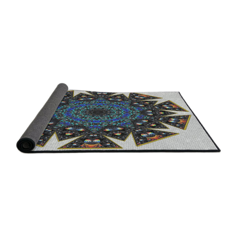 Tapis bleu/noir/gris à tisser électrique, Carré 4 pi